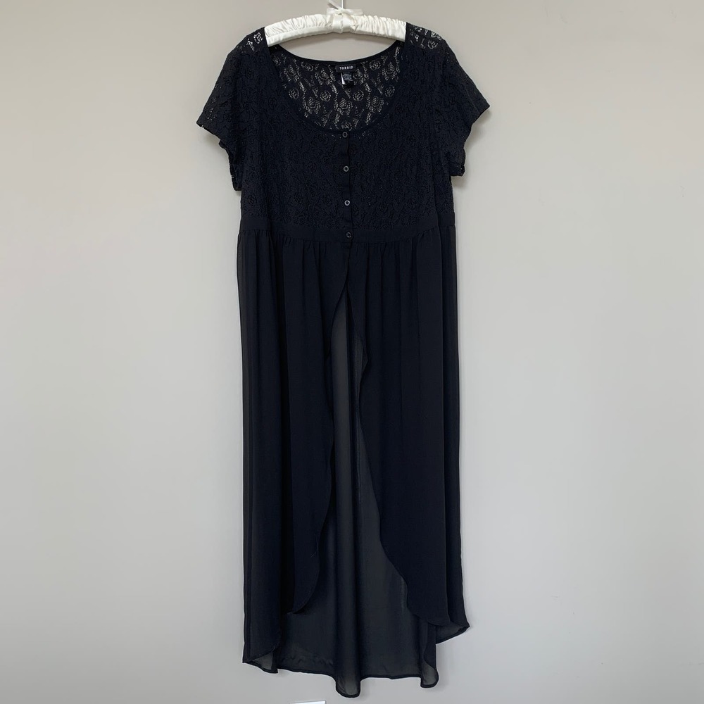 Torrid Lace Chiffon Maxi Top lace on top sheer chiffon open bottom size 2X
